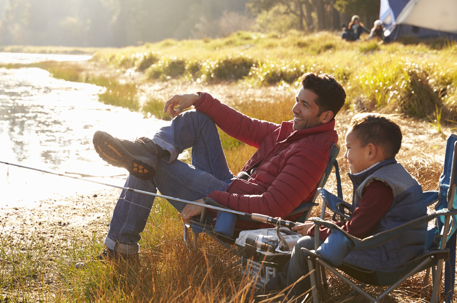 father and son fishing