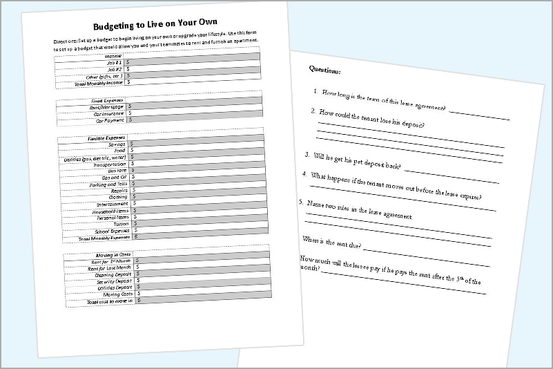 Living on Your Own middle school lesson plan