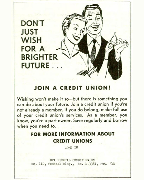 1963 credit union ad we placed in BPA