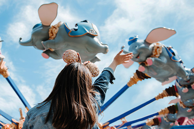 Disney vacation fun by the Dumbo ride