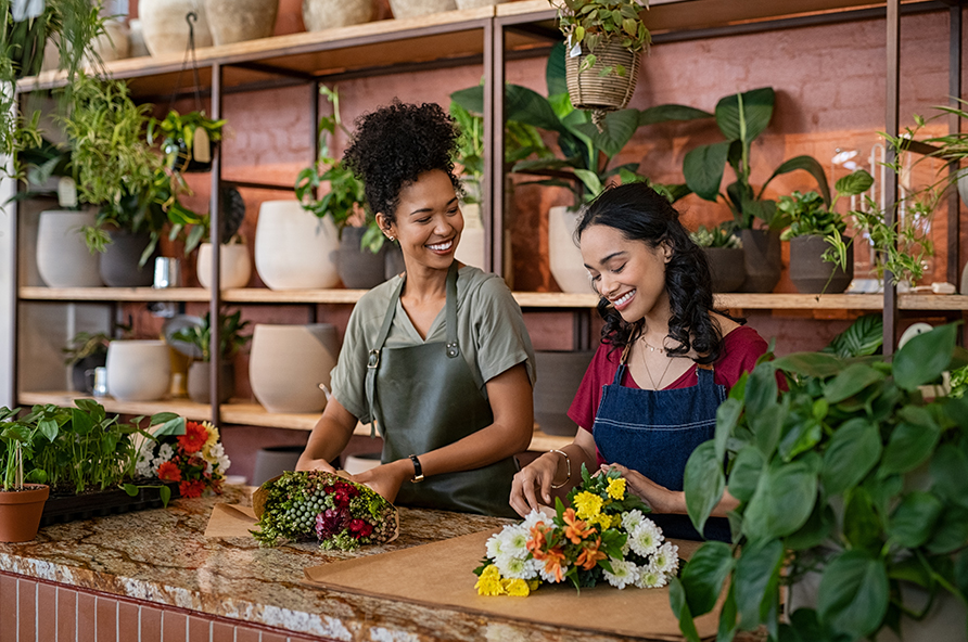 Business owners in flower shop