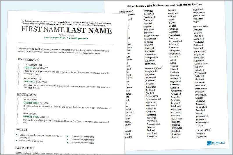 Financial literacy lesson about creating a resume