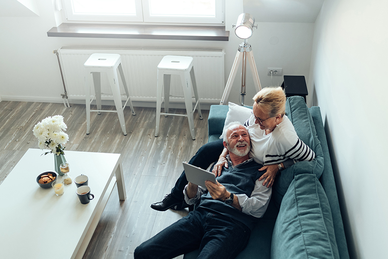 Couple reviewing their savings accounts