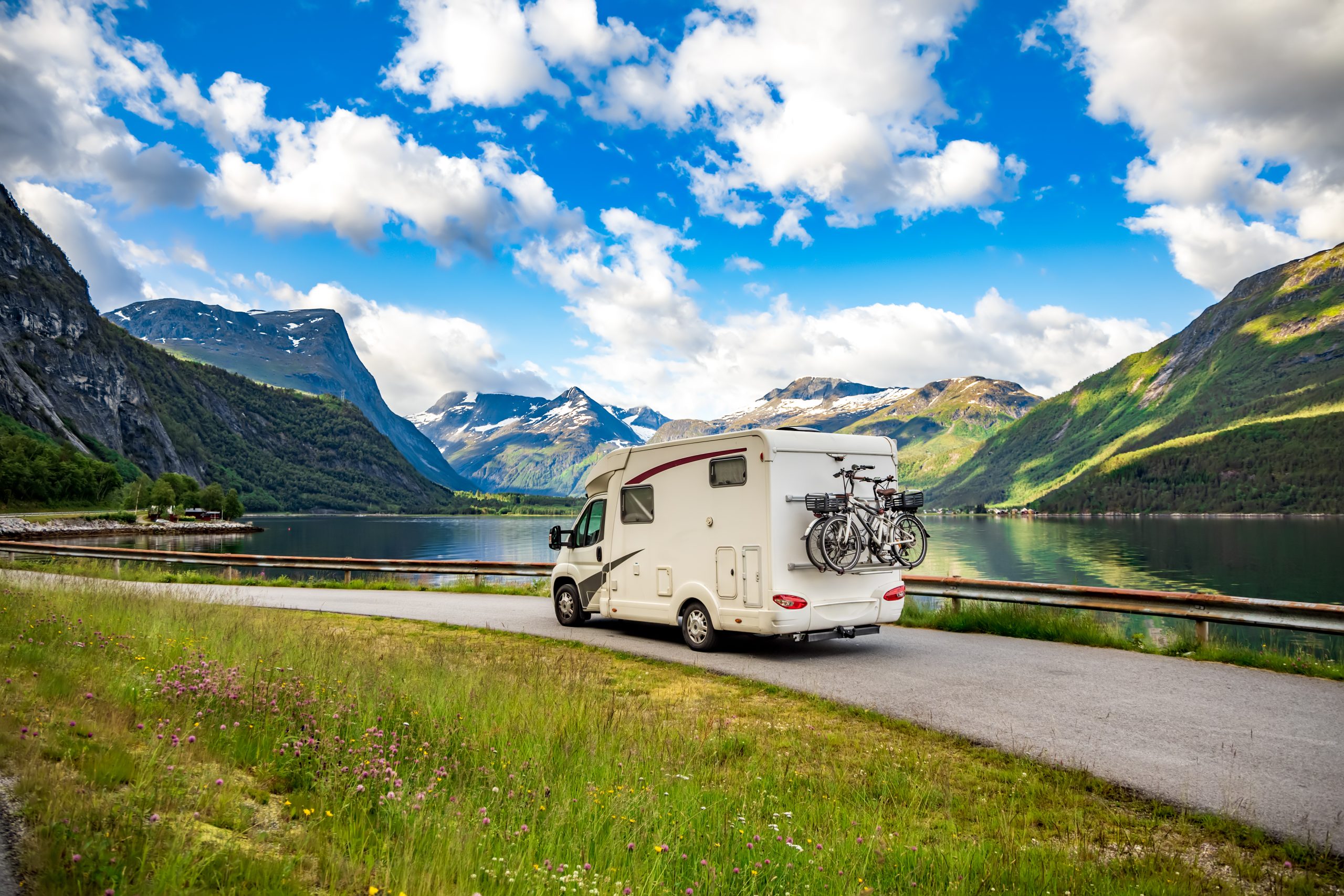 RV by a lake