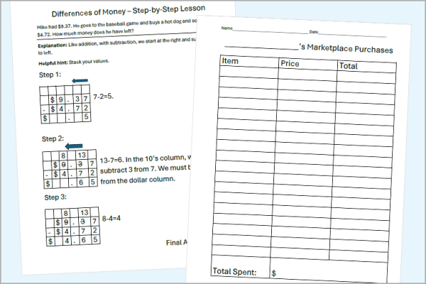 Marketplace Addition & Subtraction